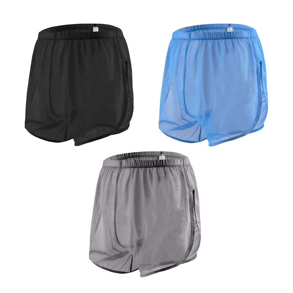 Herren Boxershorts Transparent Leicht Luftig Atmungsaktiv Bequem Geeignet für den Sommer Schwarzblau