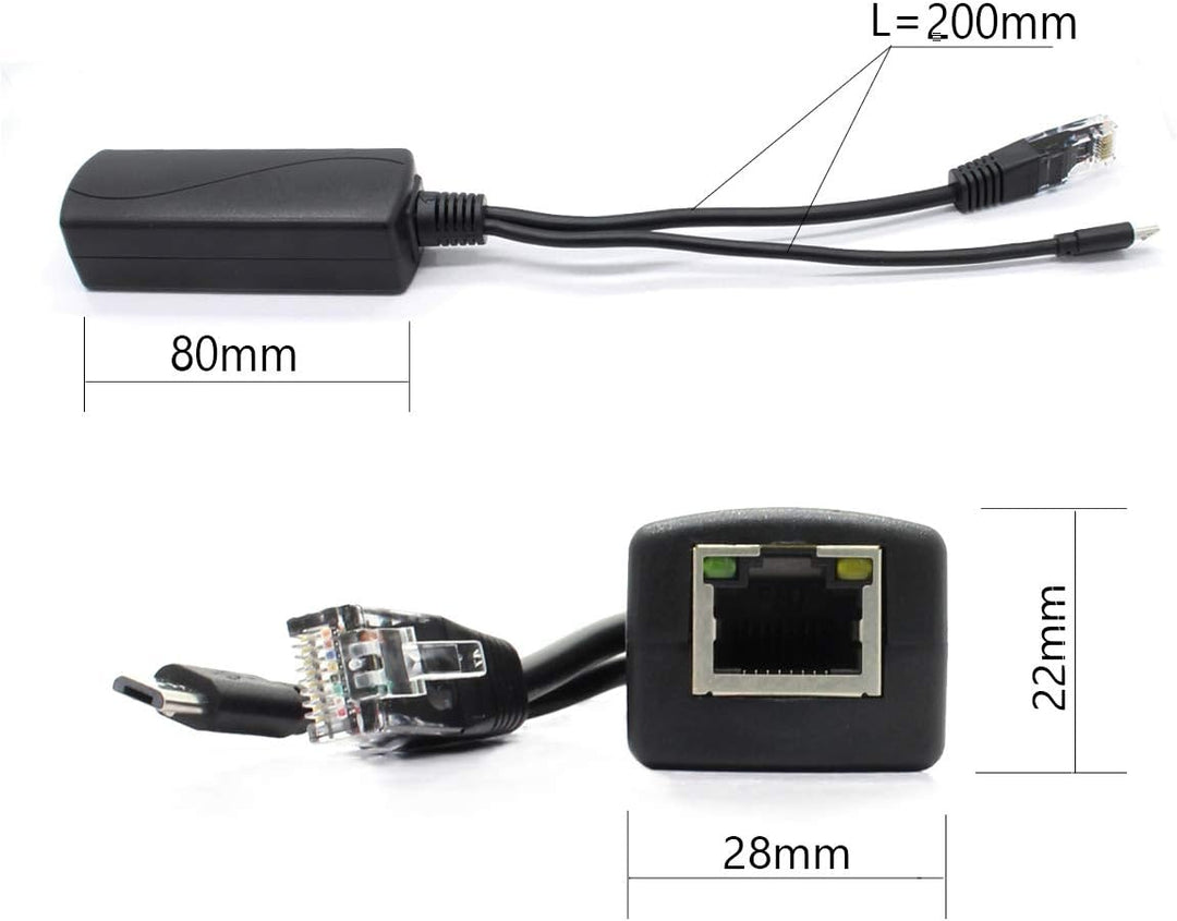 ANVISION 4er Pack 5V PoE Splitter, 48V auf 5V 2.4A Adapter mit Micro USB Stecker, IEEE 802.3af kompa