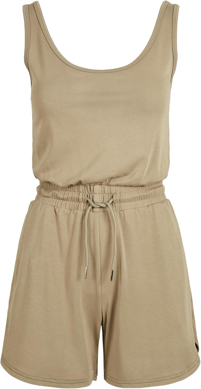 Urban Classics Damen Ladies Short Sleevless Modal Jumpsuit T-Shirt XS Khaki, XS Khaki