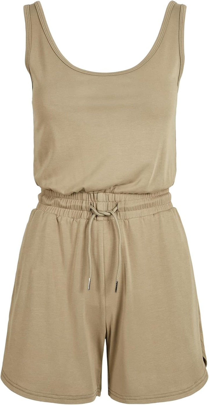 Urban Classics Damen Ladies Short Sleevless Modal Jumpsuit T-Shirt XS Khaki, XS Khaki