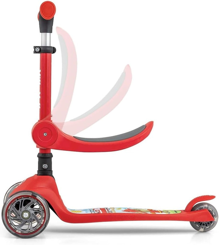 Milly Mally Scooter Fuzzy - Dreirädriger Balance-Roller mit Sitz, LED-Leuchträder, Höhenverstellbare