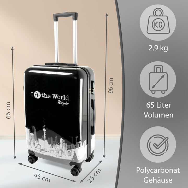 Xonic Design Reisekoffer - Hartschalen-Koffer mit 360° Leichtlauf-Rollen - hochwertiger Trolley mit