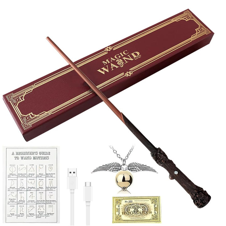 Harry Zauberstab mit Licht, 35CM Elderstab Harry P-Otter Glühen, Zauberstab aus Harz, Magic Wand in