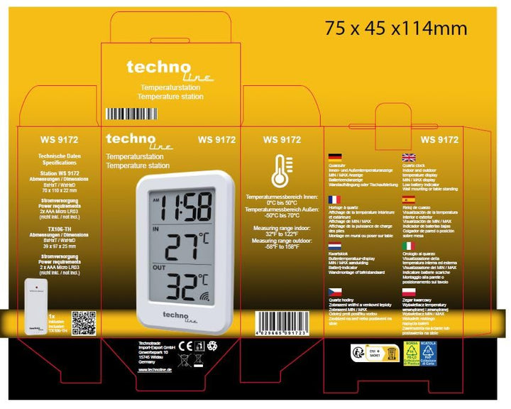 Temperaturstation WS9172, Innentemperatur, Aussentemperatur, Uhrzeit, schlicht einfach und gut!