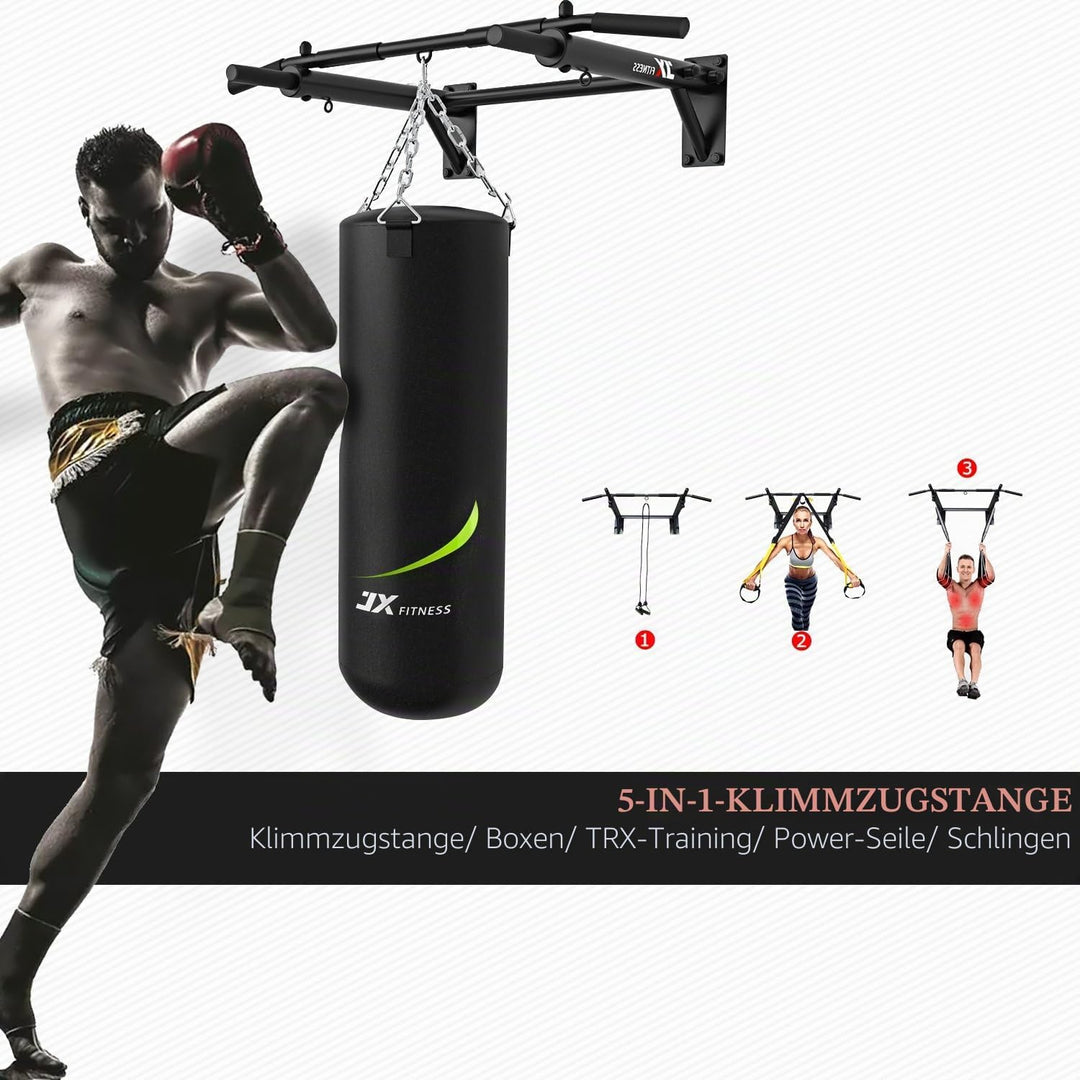 JX FITNESS Klimmzugstangen Klimmzugstange Wandmontage Heimturnhalle Pull Up Bar, 3 Ösen für TRX Trai
