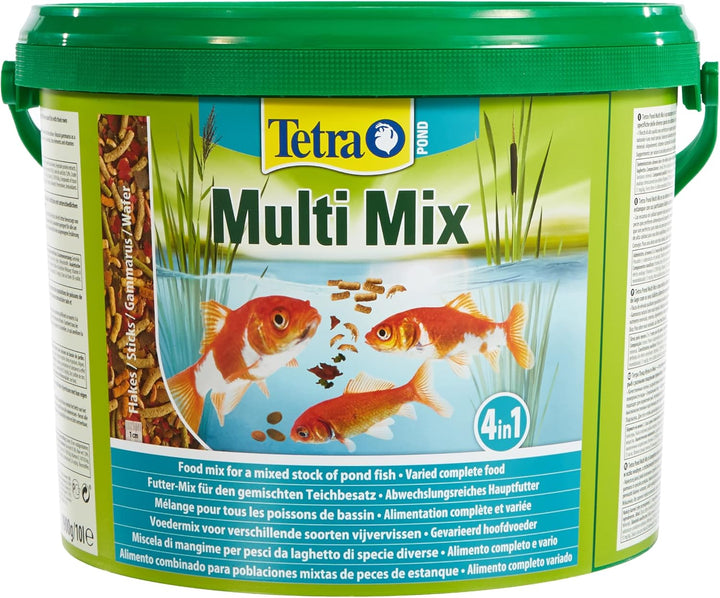Tetra Pond Multi Mix – Fischfutter für Verschiedene Teichfische mit Vier Futtersorten (Flockenfutter