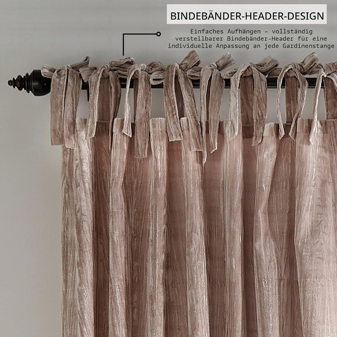 Elrene Home Fashions Korena Raffvorhang, Knautschsamt, rustikaler Stil, für Wohnzimmer oder Schlafzi