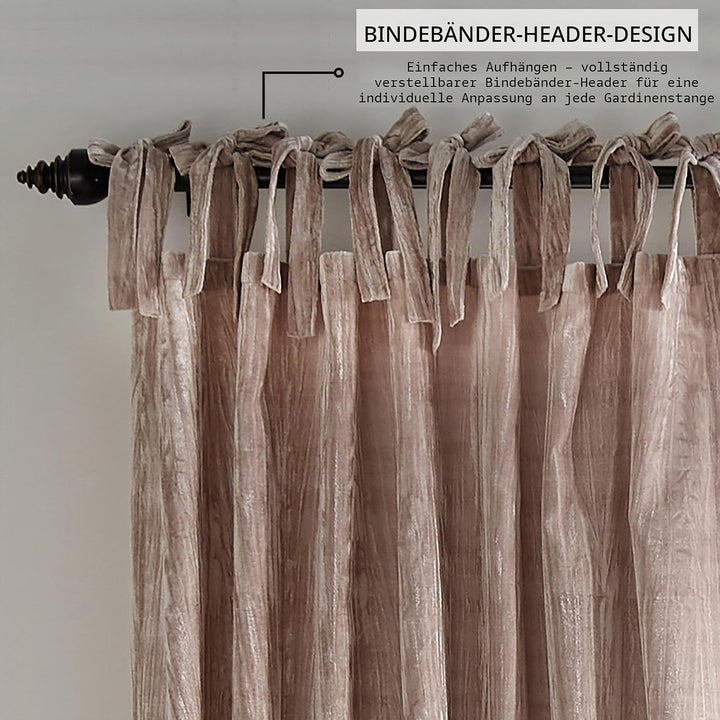 Elrene Home Fashions Korena Raffvorhang, Knautschsamt, rustikaler Stil, für Wohnzimmer oder Schlafzi