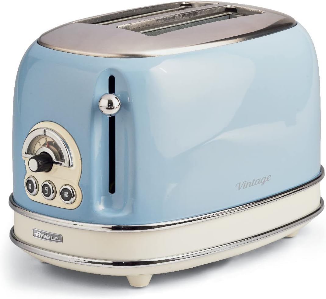 Ariete Vintage 155, 2-Scheiben-Toaster, Retro Toaster mit 6 Toaststufen, Automatischer Auswurf, Auft