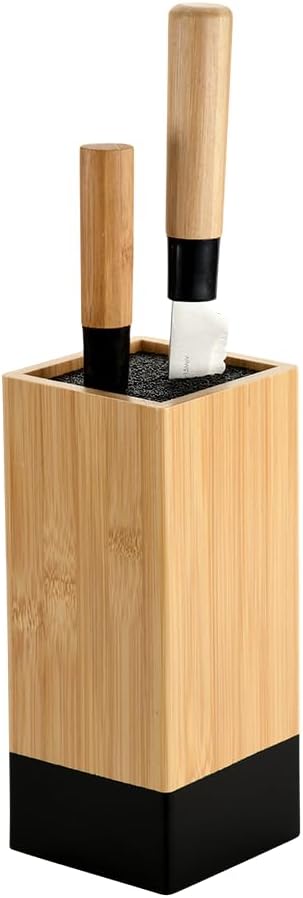 KESPER | Messerblock, Material: Bambus, Kunststoff, Masse: 10 x 10 cm, H: 23 cm, Farbe: Braun, Schwa