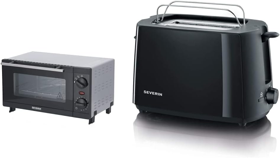 SEVERIN TO 2052 Back- und Toastofen (800 W, Inkl. Grillrost und Backblech, 9 L) silber /schwarz & 22