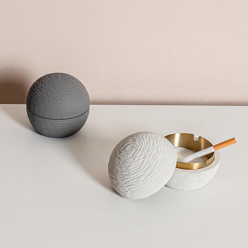 Aschenbecher mit Deckel - Aschenbecher für Draussen Innen - Outdoor Minimalismus Schwarz Weiss Grau