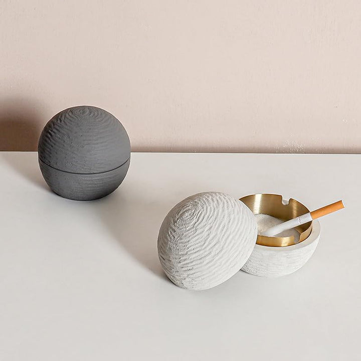 Aschenbecher mit Deckel - Aschenbecher für Draussen Innen - Outdoor Minimalismus Schwarz Weiss Grau