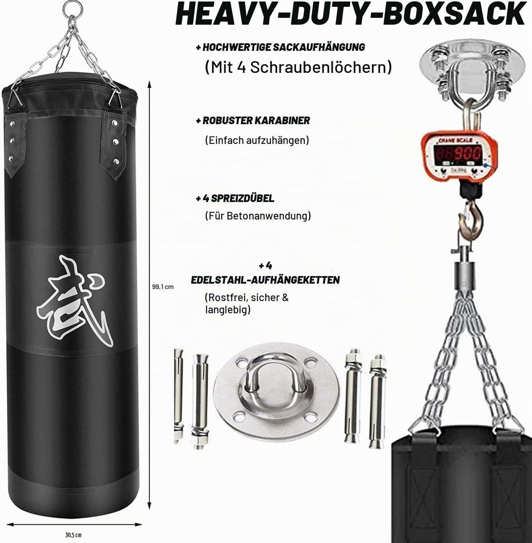 Boxsack Set Heavy Duty Punchingsäcke UNGEFÜLLT, Hängende Boxing Bag für Erwachsene Kinder, Punching