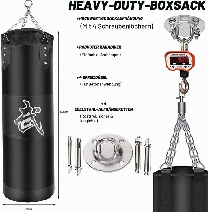 Boxsack Set Heavy Duty Punchingsäcke UNGEFÜLLT, Hängende Boxing Bag für Erwachsene Kinder, Punching