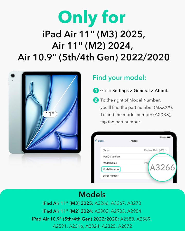 ESR Hülle für iPad Air 11 Zoll (2025/2024), iPad Air 7./5./4. Generation (2022/2020), Vertikale Stan