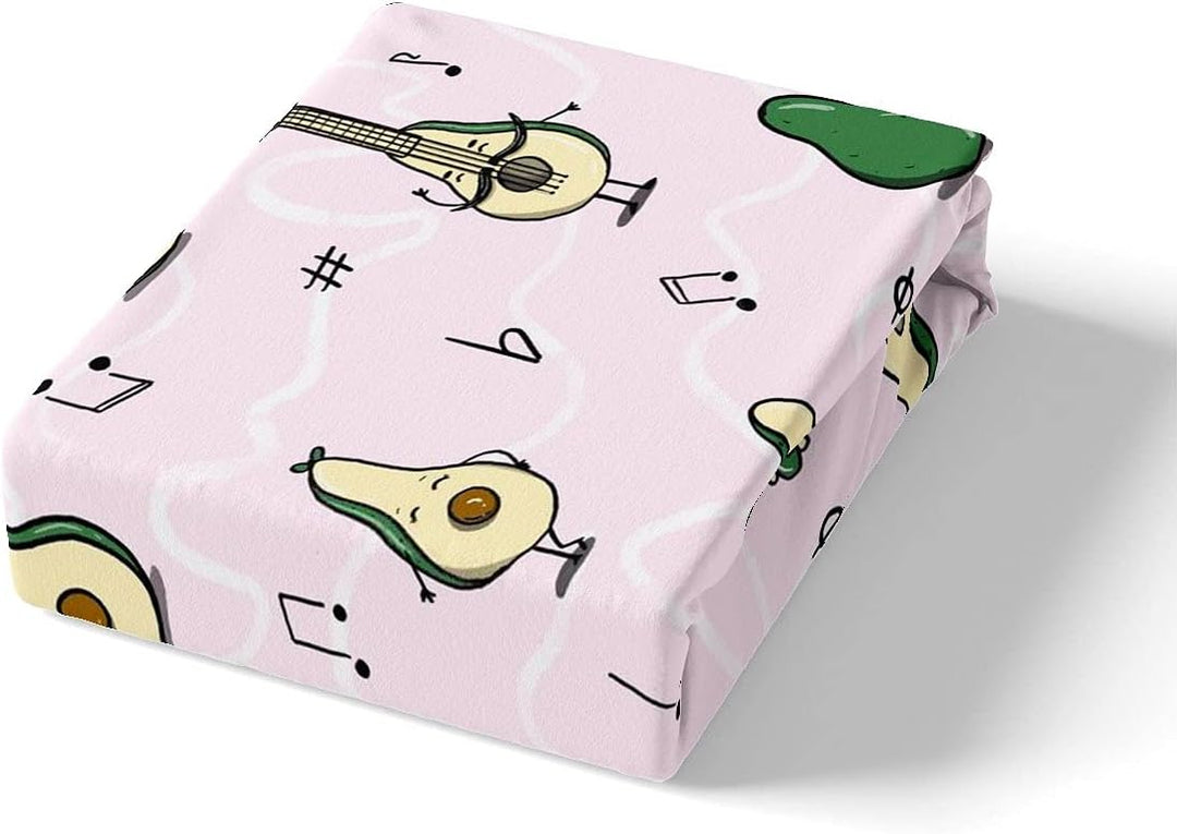 Homemissing Avocado Bettbezug Set Kinder Niedlich Karikatur Avocado Gitarre Bettwäsche Set 135x200cm