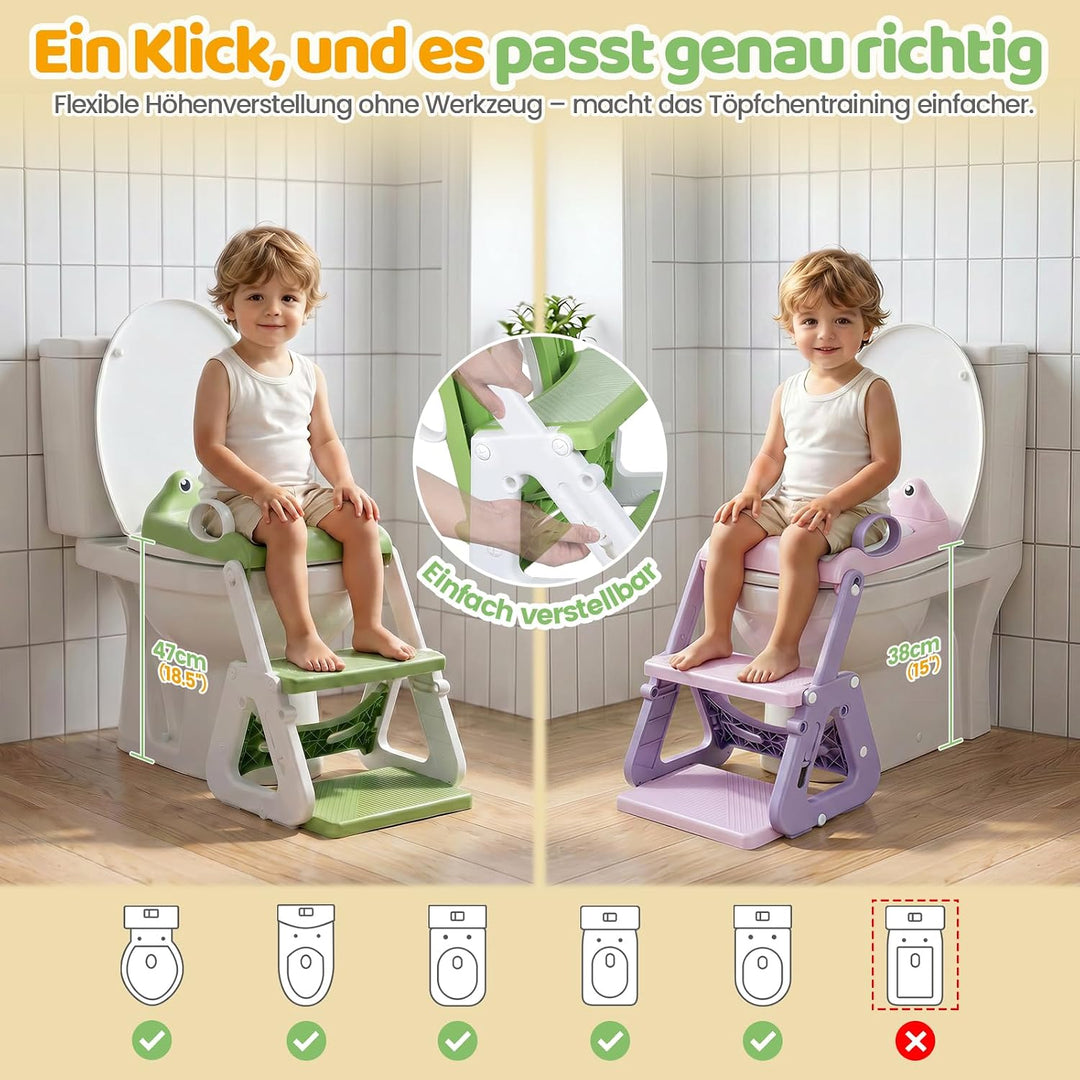 Orzbow Kinder Toilettensitz, Stabil Toilettensitz Kinder mit Treppe und Dreiecksstruktur, Verlängert