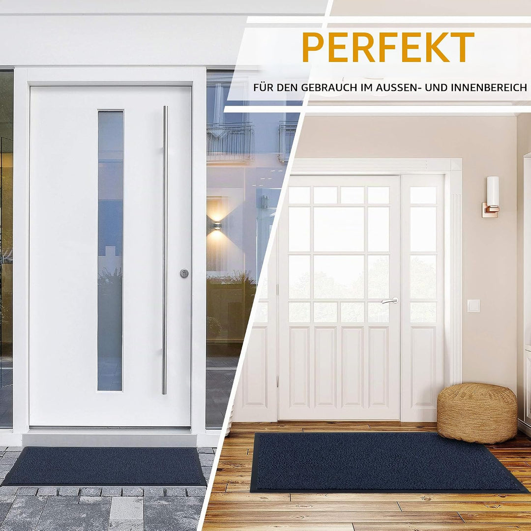 GadHome Fussmatte Blau 90x150 cm|Eingangstürmatte wasserdicht waschbar strapazierfähiger Schmutzfäng