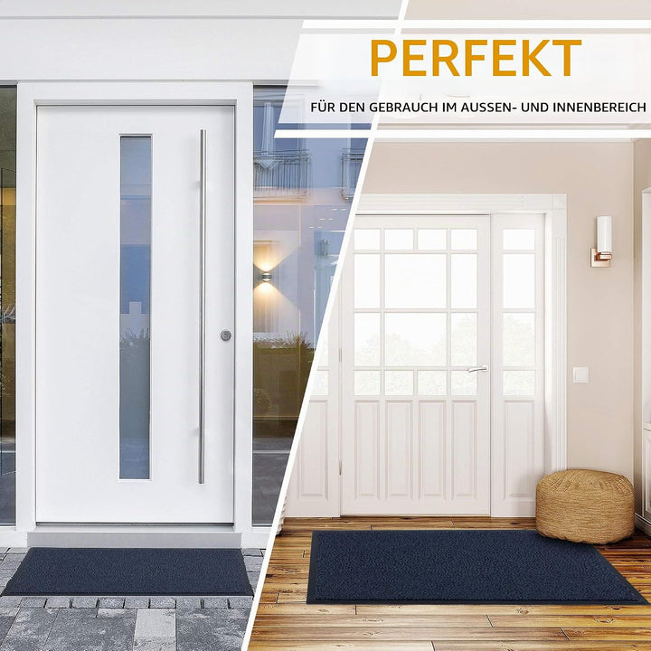 GadHome Fussmatte Blau 90x150 cm|Eingangstürmatte wasserdicht waschbar strapazierfähiger Schmutzfäng