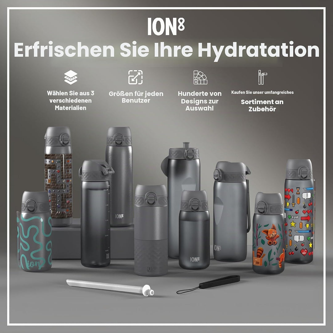 Ion8 1 Liter Edelstahl Trinkflasche, Auslaufsicher, Einhandöffnung, Sichere Verriegelung, Spülmaschi