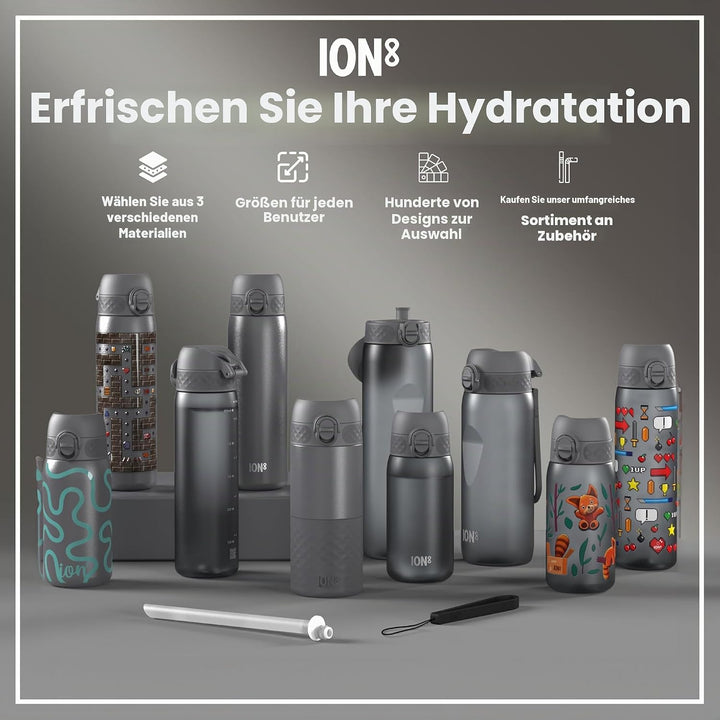 Ion8 1 Liter Edelstahl Trinkflasche, Auslaufsicher, Einhandöffnung, Sichere Verriegelung, Spülmaschi