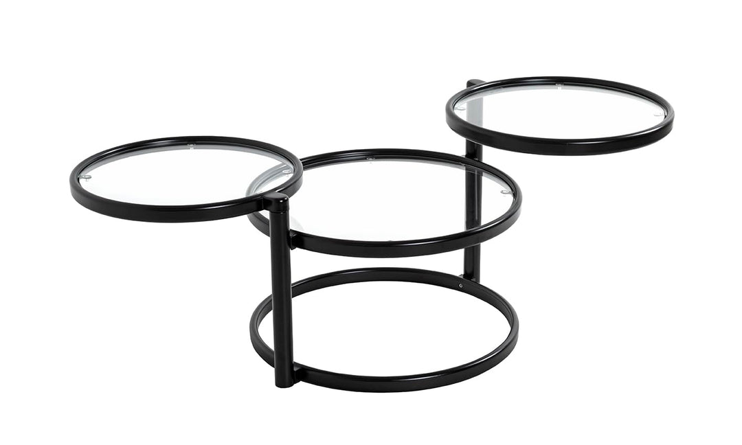 HAKU Couchtisch schwarz, Metall, Sicherheitsglas - Masse: B 58-140 cm x H 43 cm x T 50 cm, Style: Mo