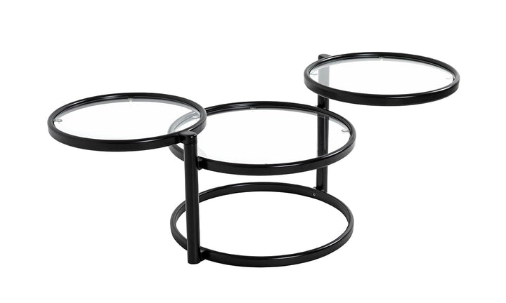HAKU Couchtisch schwarz, Metall, Sicherheitsglas - Masse: B 58-140 cm x H 43 cm x T 50 cm, Style: Mo