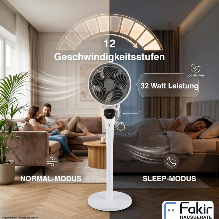 Fakir prestige VC° 550 2in1 Standventilator – leiser DC-Motor, 12 Stufen, Weiss, Weiss
