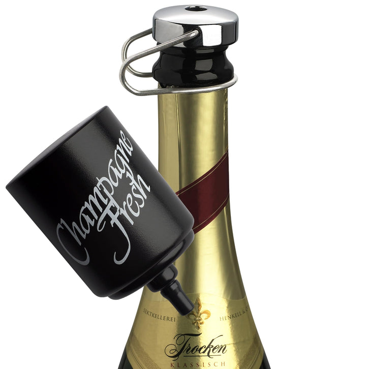 Champagne Fresh de Luxe II Edler Champagnerverschluss/Sektverschluss inkl. Pumpe (Messingkappe verch