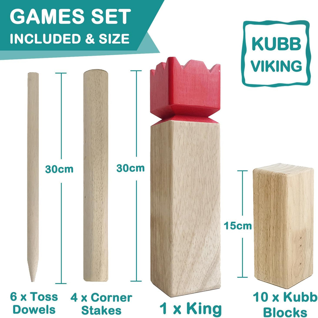 Kubb Spiel im Freien | Wurfspiel mit Tragetasche | Kegelspiel | Gummi Holz Garten Rasen Spiele | Wur