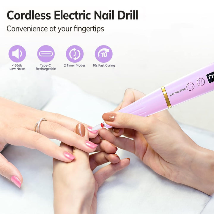 Kabellos Tragbar Nagelfräser Professional 12 in 1 Electric Nail Drill Machine USB Wiederaufladbare E