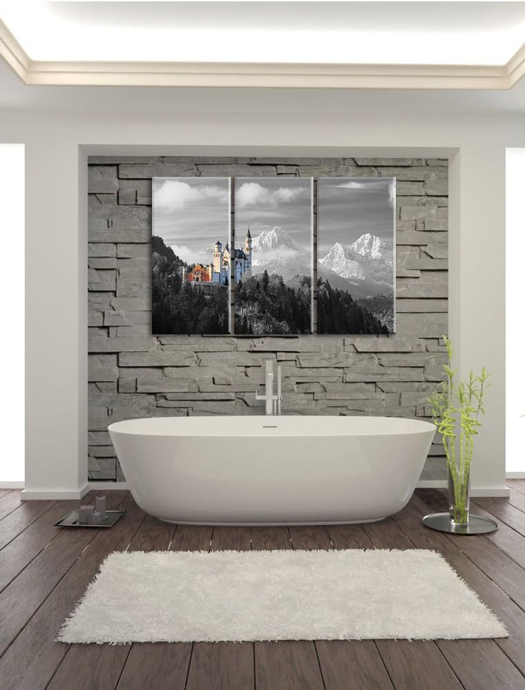 Pixxprint Schloss Neuschwanstein als Leinwandbild/Grösse: 3 Teilig (120x80) cm/Wandbild/Kunstdruck/f
