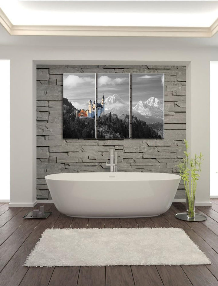 Pixxprint Schloss Neuschwanstein als Leinwandbild/Grösse: 3 Teilig (120x80) cm/Wandbild/Kunstdruck/f