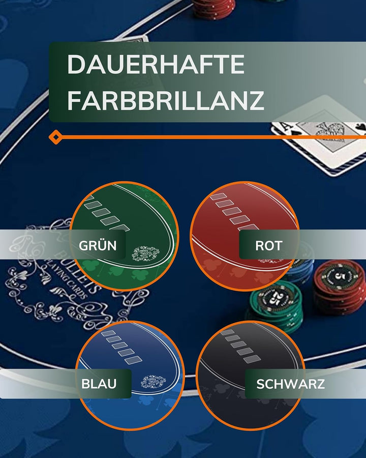 Bullets Playing Cards Designer Pokermatte grün in 140 x 75cm für den eigenen Pokertisch - Deluxe Pok