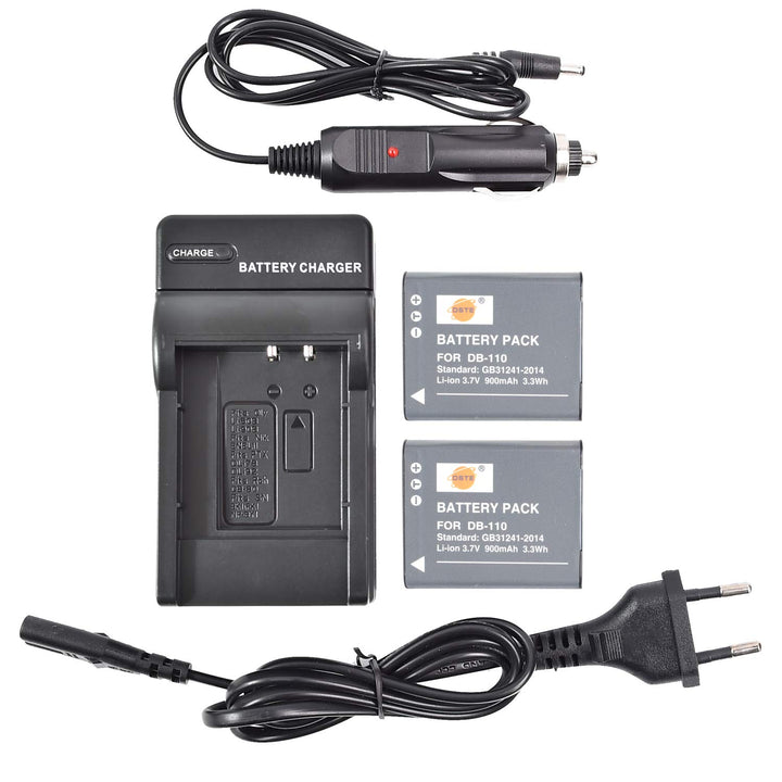 DSTE® 2-Pack Ersatz Batterie DB-110 und DC16E Reise Ladegerät Compatible für Ricoh GR III,Ricoh WG-6