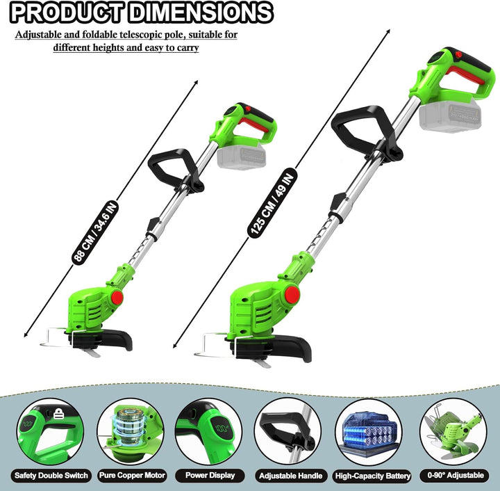 Rasentrimmer mit Akku,Akku-Rasentrimmer Rasenkantenschneider,Elektrischer Motorsense Freischneider m