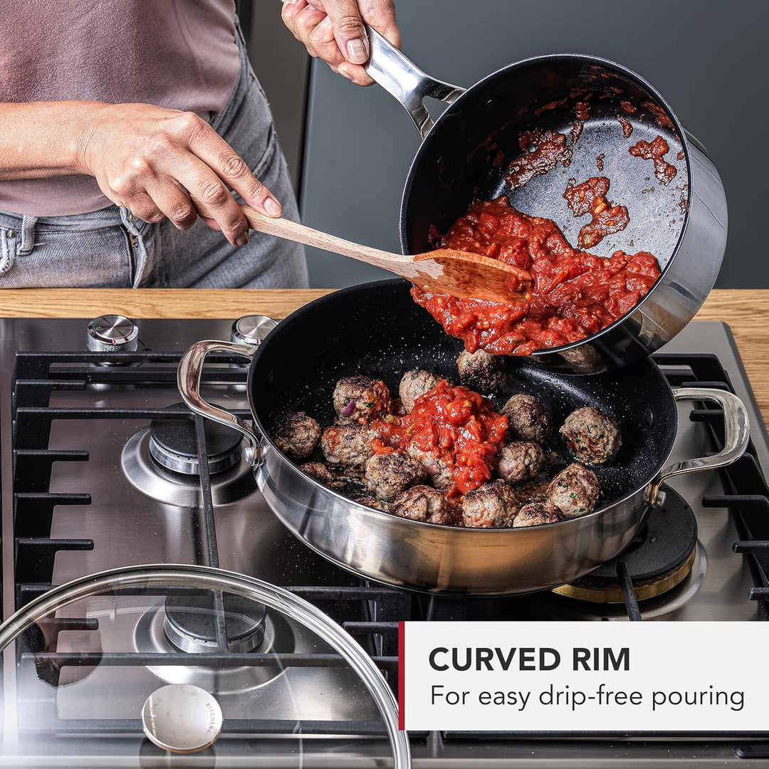 KitchenAid Stainless Steel Wok (28cm/3,6l), PFAS-freie gesunde keramische Antihaftbeschichtung besch