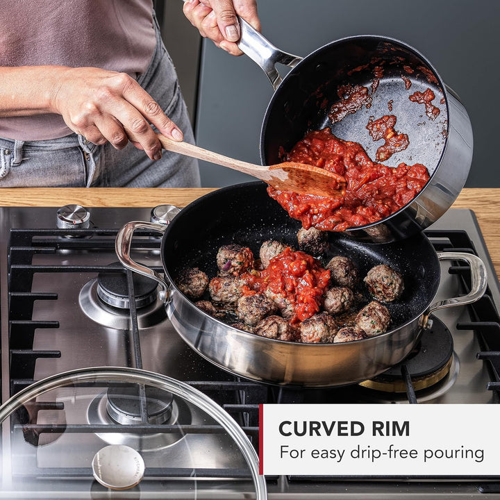 KitchenAid Stainless Steel Wok (28cm/3,6l), PFAS-freie gesunde keramische Antihaftbeschichtung besch