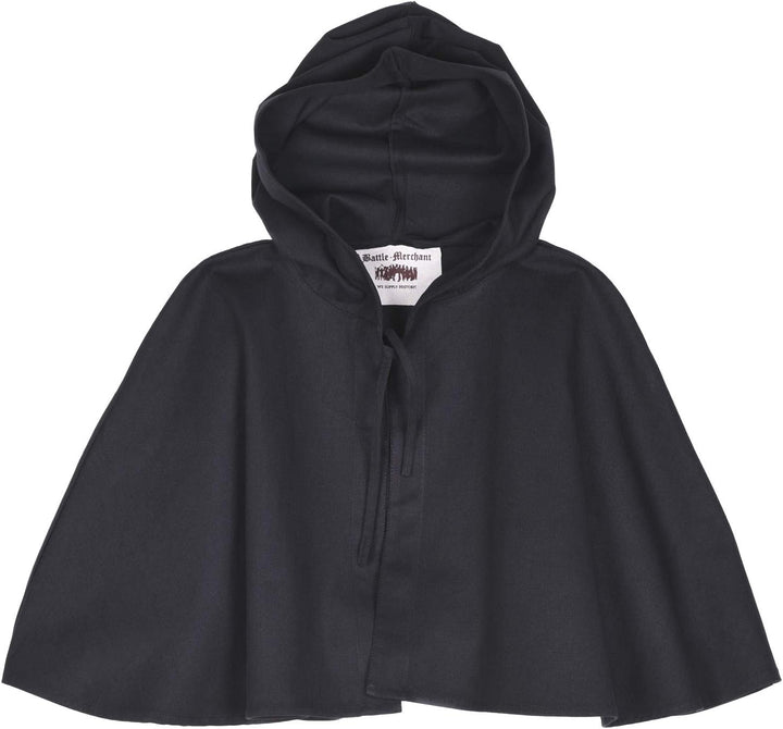 Battle-Merchant Grosse Mittelalter Gugel Damen Herren Schwarz Braun Larp Wikinger Kostüm Kleidung, S