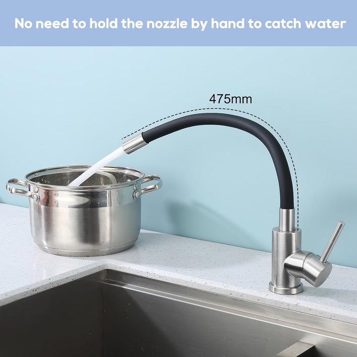 BONADE Wasserhahn Küche Schwarz, Küchenarmatur Schwarz mit Flexibler Auslauf, 360° drehbare Armatur