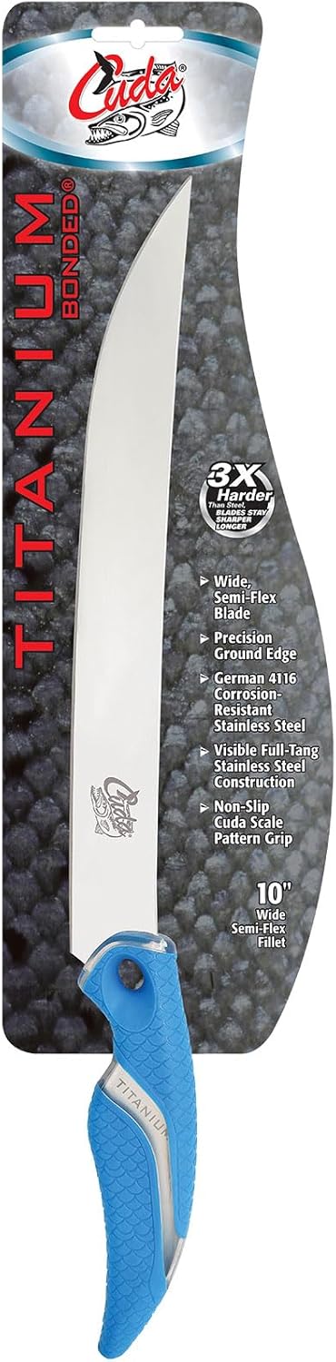 Cuda Filetiermesser, semi-flexible breite Klinge, 26 cm, 18120, Blau