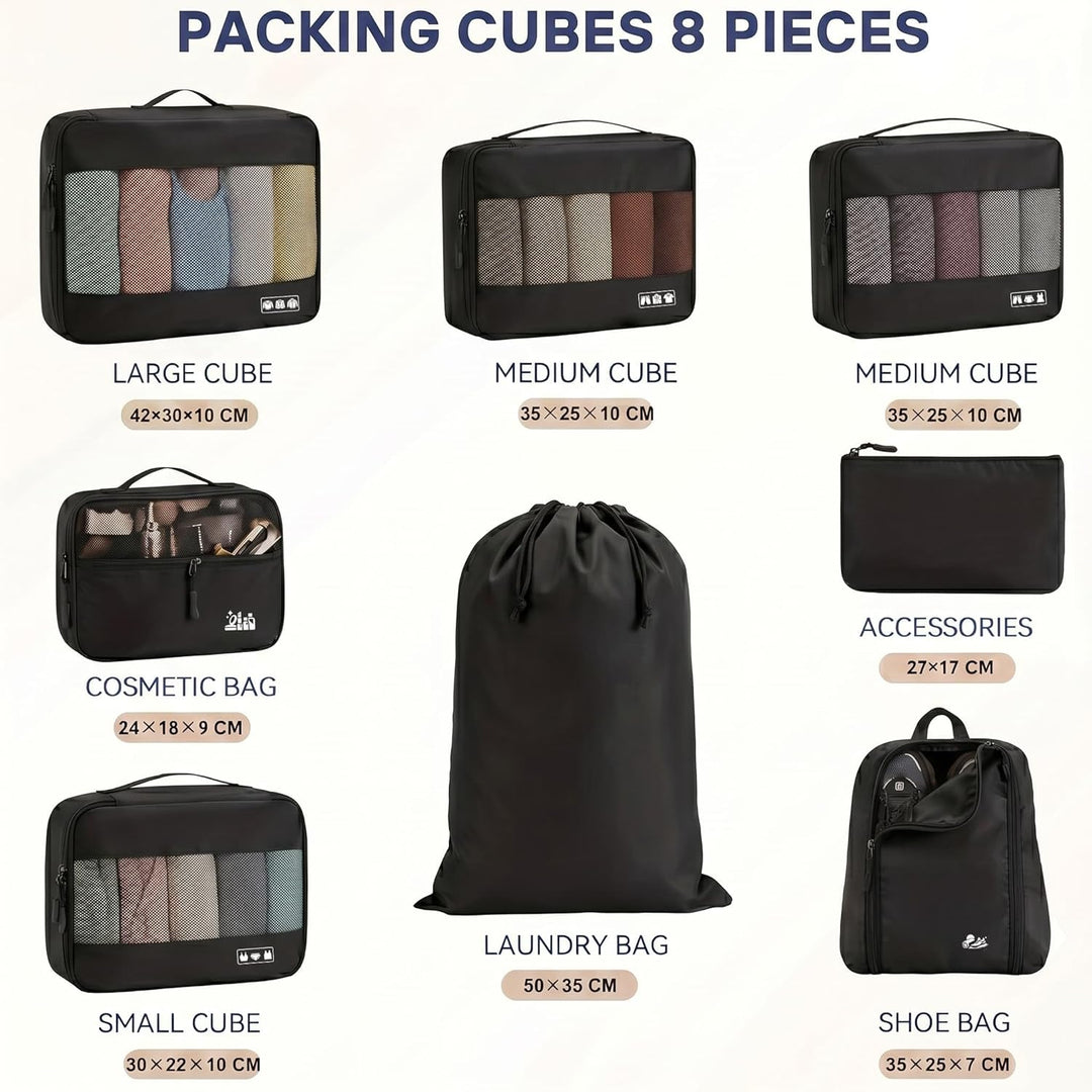 MURISE Koffer Organizer 8 Stück, Packing Cubes für Urlaub und Reisen, Packwürfel Packtaschen für Kof