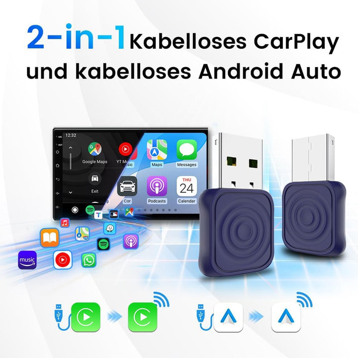 Carlinkit Mini Ultra Adapter für iPhone und AndroidWireless Konvertiert kabelgebundenes zu Wireless