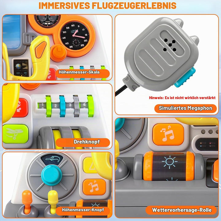 elzle Flugzeug Cockpit Armaturenbrett, Flugzeug Simulator Spielzeug Mit Licht Und Sound Für Kinder A