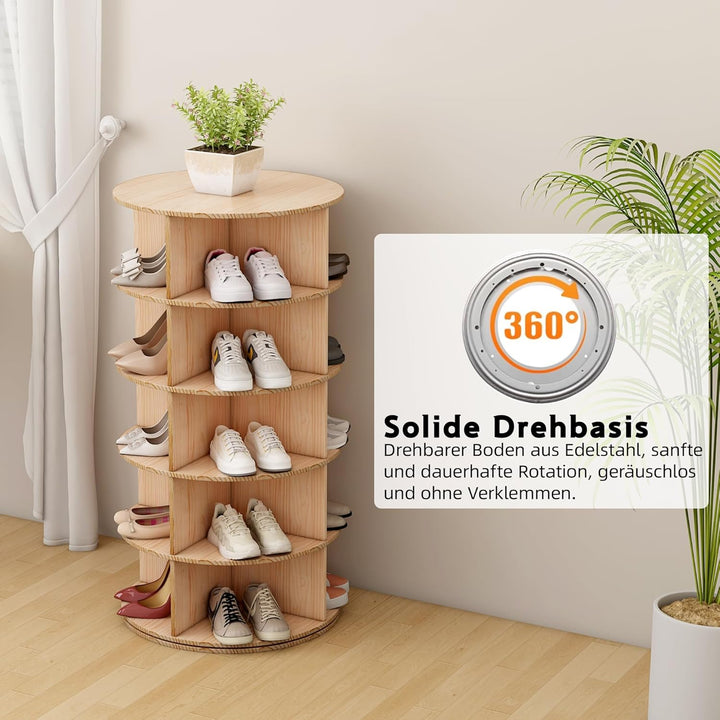Drehbarer Schuhschrank mit 5 Ebenen, 360° Schuhschrank mit Rundregalen, Karussell für Hüte und Handt