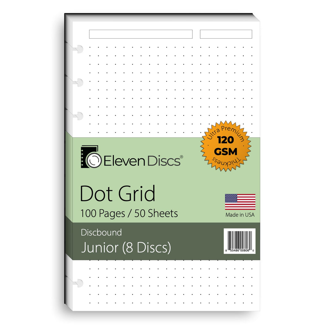 Eleven Discs Discbound Paper, Junior Size Dot Grid Sheets - Premium 120gsm Heavyweight Notebook & Pl