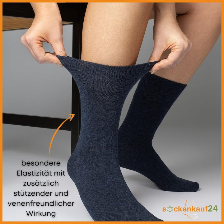 Diabetikersocken ohne Gummi & ohne Naht 97% Baumwolle (6 Paar) Diabetiker Socken mit Komfortbund für