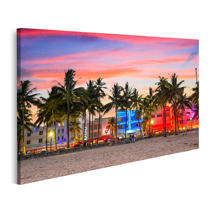 islandburner Bild auf Leinwand Miami Strand Florida Bilder Wandbilder Poster Leinwand 100x57cm, Lein