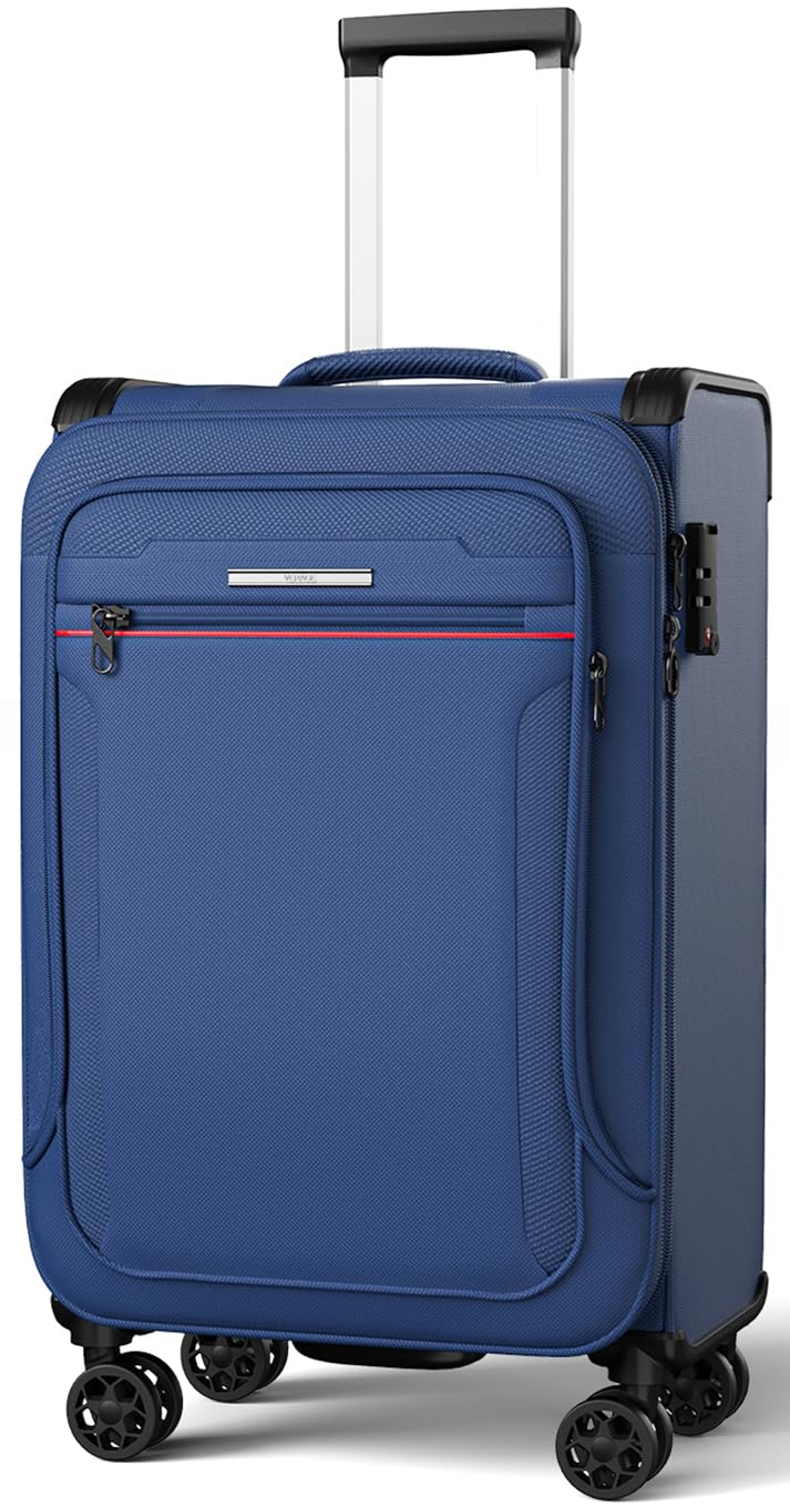 ABISTAB Weichschalenkoffer erweiterbar - Handgepäck Koffer klein 55x38x23cm, Stoffkoffer Trolley was